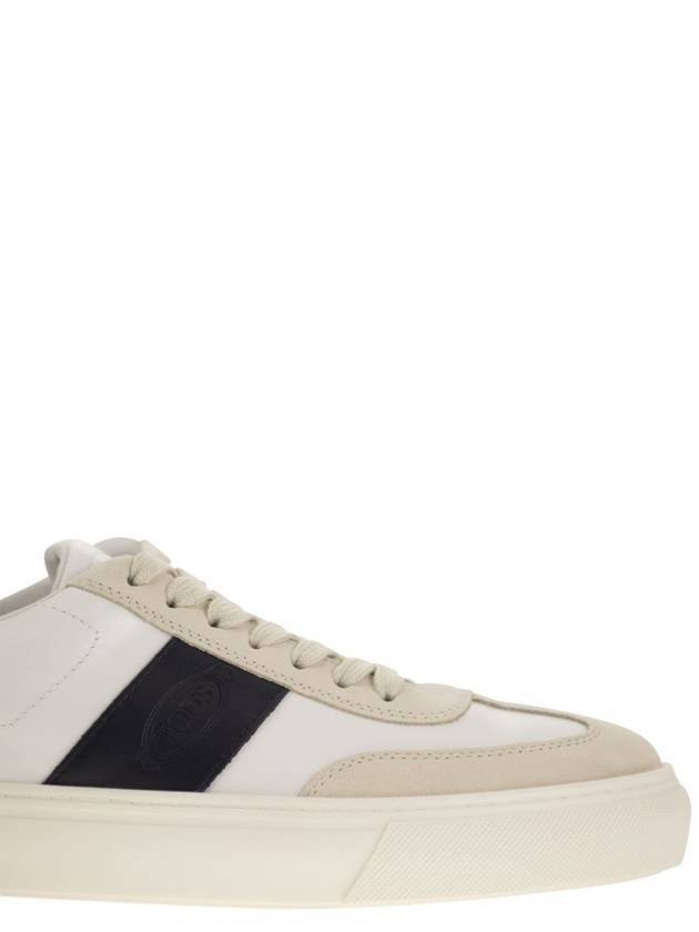 Leather Suede Low Top Sneakers White Black - TOD'S - BALAAN 7