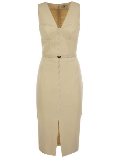 Crepe bustier dress with contrasting topstitching - ELISABETTA FRANCHI - BALAAN 1