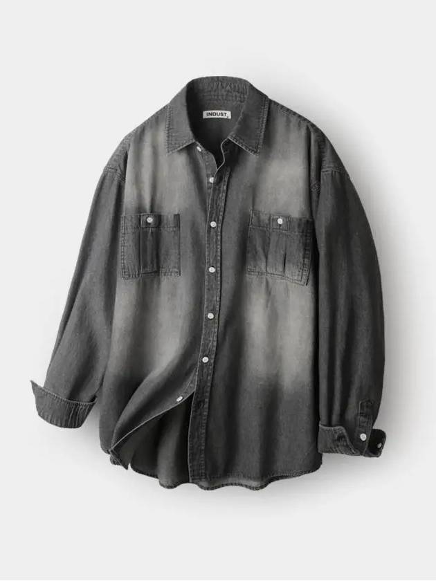 Biowashing two pocket denim shirt black - INDUST - BALAAN 6