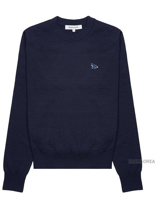 Women's Baby Fox Patch Regular Knit Top Deep Navy - MAISON KITSUNE - BALAAN 11