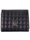 Lola Folding Small Quilted Leather Card Wallet Black Palladium - BURBERRY - BALAAN 3