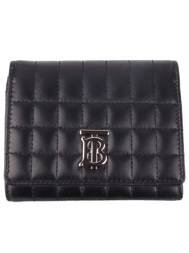 Lola Folding Small Quilted Leather Card Wallet Black Palladium - BURBERRY - BALAAN 3