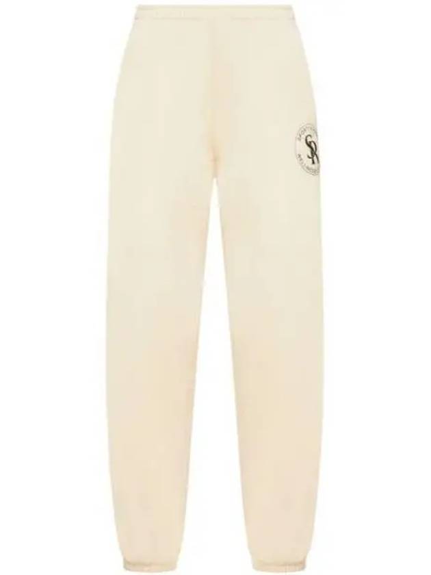 Logo Print Brushed Training Cotton Track Pants Ivory - SPORTY & RICH - BALAAN 2