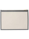 RWB Stripe Two-Tone Canvas Clutch Bag Beige Grey - THOM BROWNE - BALAAN 3