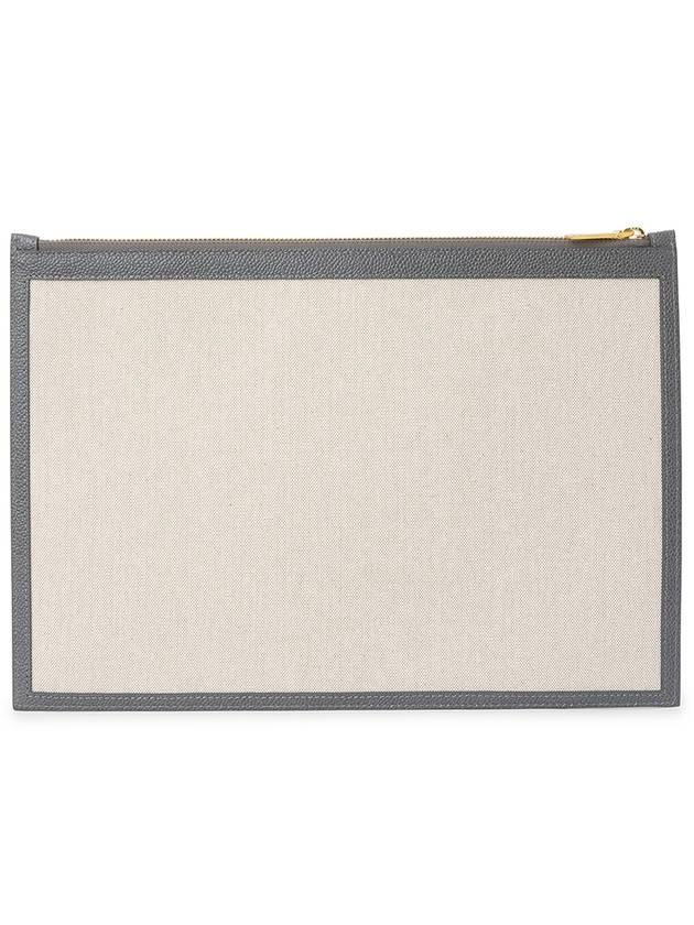 RWB Stripe Two-Tone Canvas Clutch Bag Beige Grey - THOM BROWNE - BALAAN 3