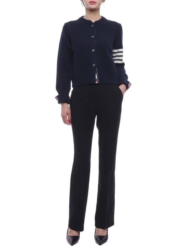 Floral Intarsia Cotton Cardigan Navy - THOM BROWNE - BALAAN 4