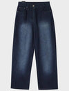 Contrast Indigo Denim Wide Pants Indigo - NOIRER FOR WOMEN - BALAAN 3