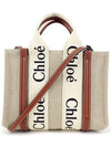 Woody Small Canvas Tote Bag White Brown Beige - CHLOE - BALAAN 3