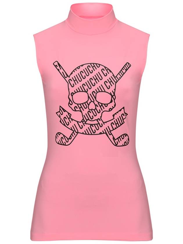 C23MTS019W Skull Back Mesh Half Neck Top Pink - CHUCUCHU - BALAAN 1