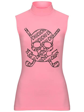 C23MTS019W Skull Back Mesh Half Neck Top Pink - CHUCUCHU - BALAAN 1