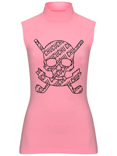 C23MTS019W Skull Back Mesh Half Neck Top Pink - CHUCUCHU - BALAAN 1