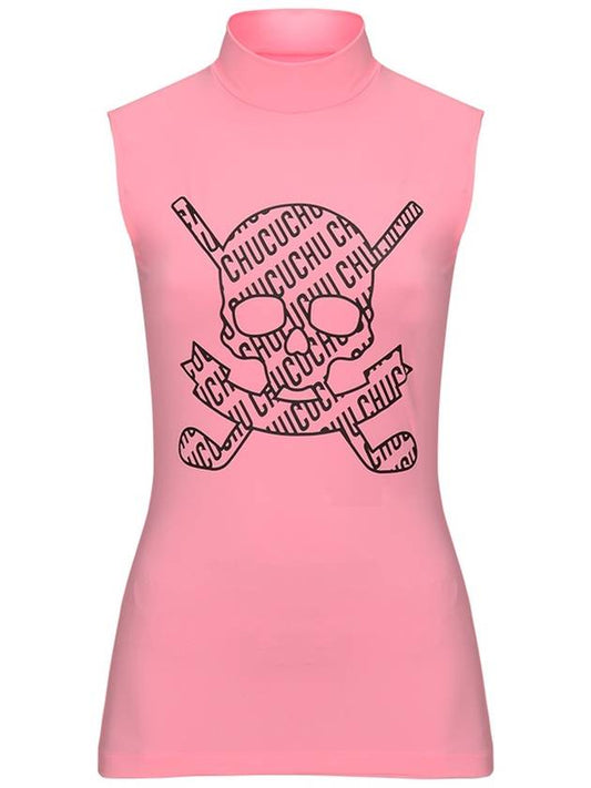 C23MTS019W Skull Back Mesh Half Neck Top Pink - CHUCUCHU - BALAAN 1