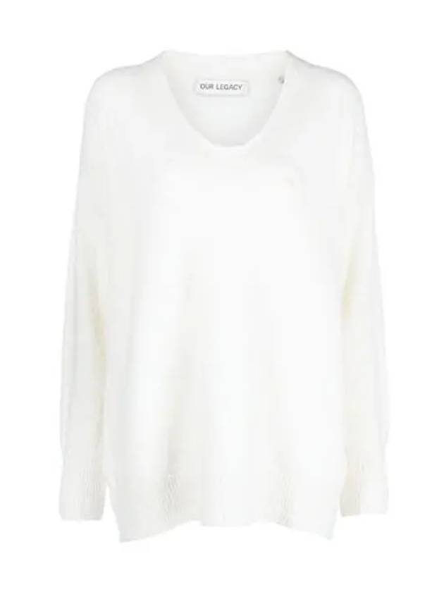 Big V-Neck Acrylic Knit Top White - OUR LEGACY - BALAAN 2