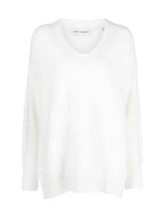 Big V-neck Acrylic Knit Top Funky White - OUR LEGACY - BALAAN 2