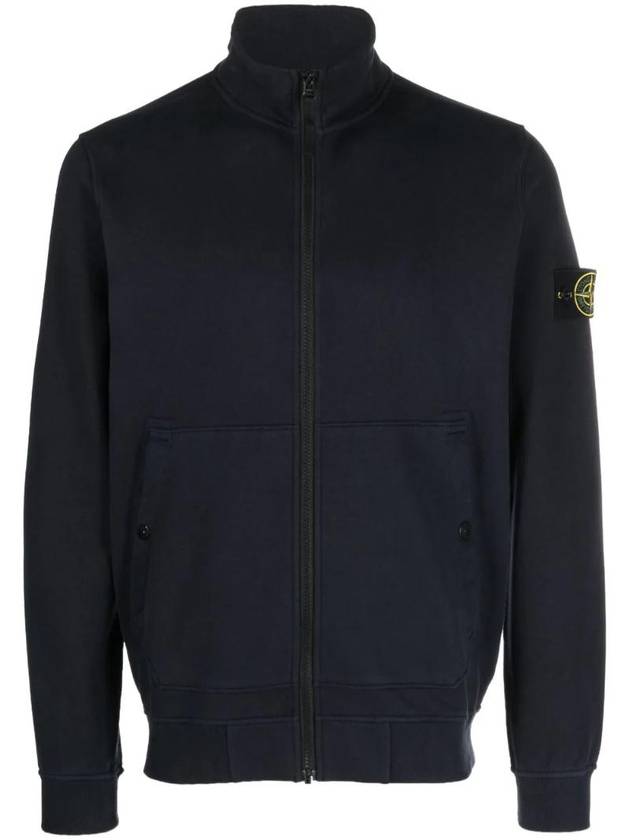 Men's Wappen Patch Cotton Zip Up Jacket Blue - STONE ISLAND - BALAAN 1