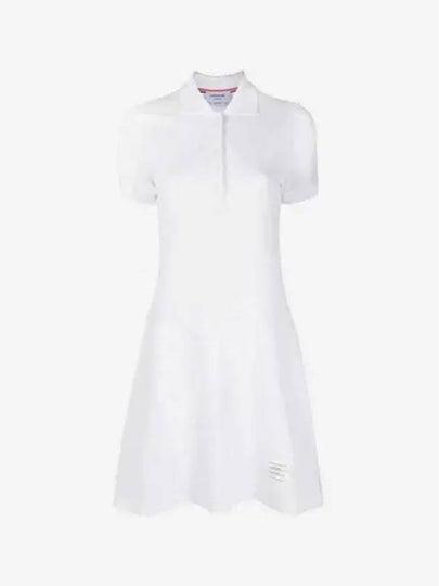 Women's Logo Patch Tennis Flare Short Dress White - THOM BROWNE - BALAAN 2