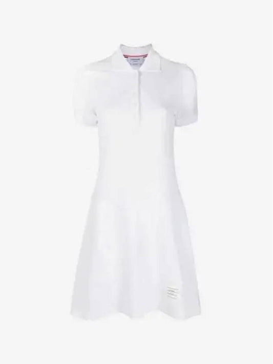 Women's Logo Patch Tennis Flare Short Dress White - THOM BROWNE - BALAAN 2