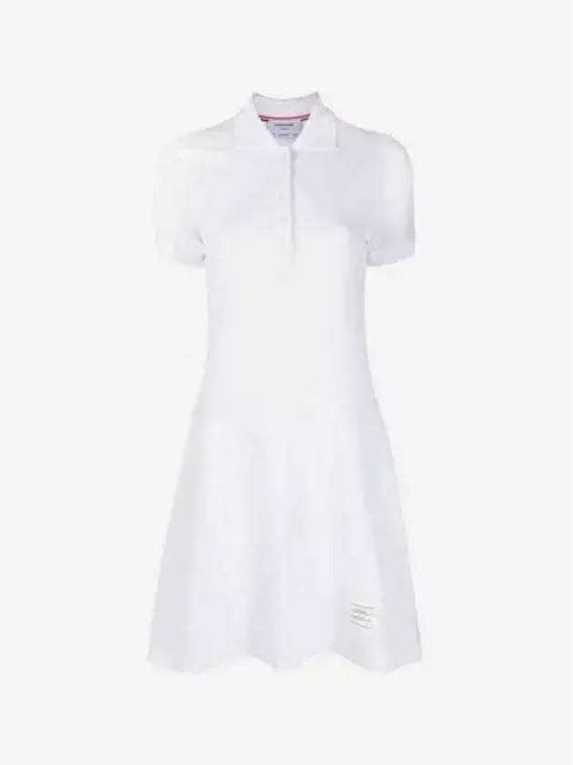 Women's Logo Patch Tennis Flare Short Dress White - THOM BROWNE - BALAAN 3