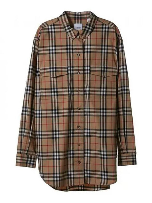 Vintage Check Overfit Shirt Beige - BURBERRY - BALAAN 2