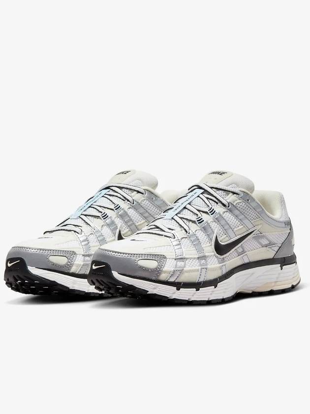 P 6000 Low Top Sneakers Coconut Milk Metallic Silver - NIKE - BALAAN 6