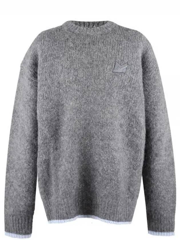 Men's MK Patch Oversized Alpaca Wool Knit Top Grey Melange - MAISON KITSUNE - BALAAN 2