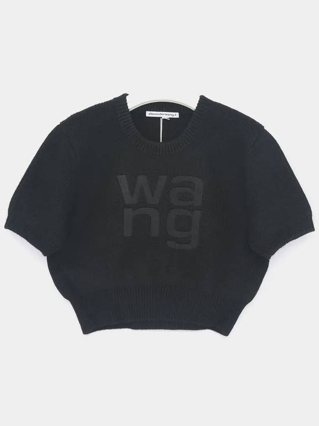 Compact Deboss Logo Knit Top Black - ALEXANDER WANG - BALAAN 3