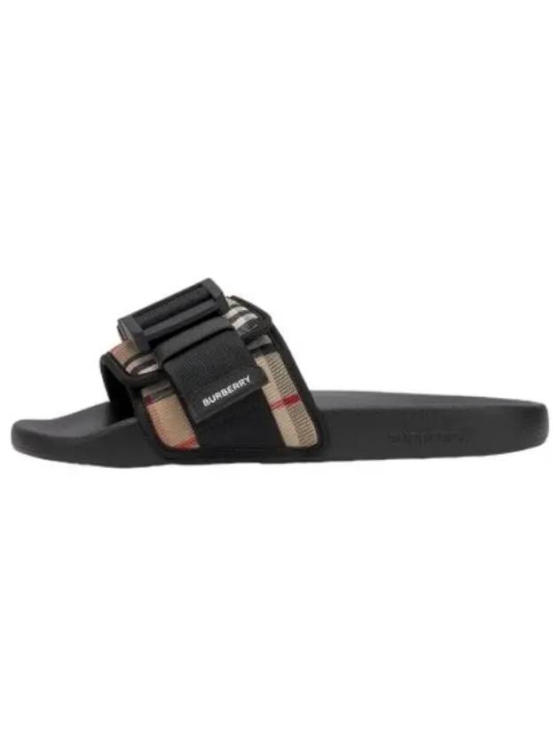 Buckle Strap Vintage Check Cotton Slippers Archive Beige Black - BURBERRY - BALAAN 2