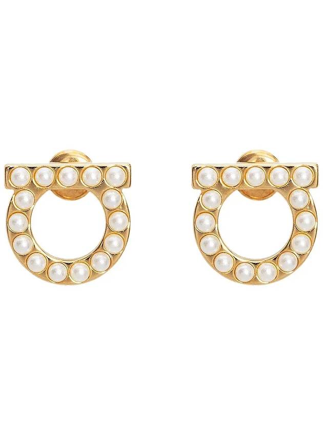 Gancini Pearl Earrings Gold - SALVATORE FERRAGAMO - BALAAN 2