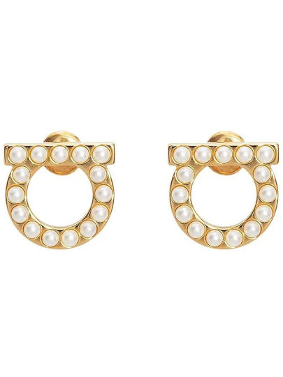 Gancini Pearl Earrings Gold - SALVATORE FERRAGAMO - BALAAN 2