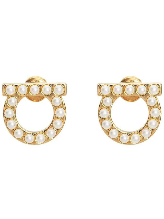 Gancini Pearl Earrings Gold - SALVATORE FERRAGAMO - BALAAN 2