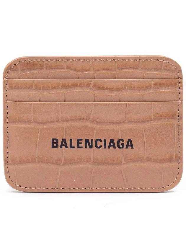 Shiny Crocodile Embossed Cash Card Wallet Beige - BALENCIAGA - BALAAN 3