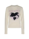 Heart Intarsia Knit Top Egret - GANNI - BALAAN 2