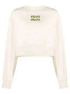 Embroidered Logo Cropped Sweatshirt Natural - MIU MIU - BALAAN 2