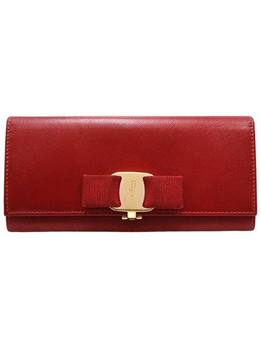 Women s Ferragamo 22B559 Red Rock Buckle Long Wallet - SALVATORE FERRAGAMO - BALAAN 1