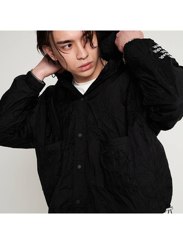 wrinkled cropped string hooded windbreaker black - TENER - BALAAN 1