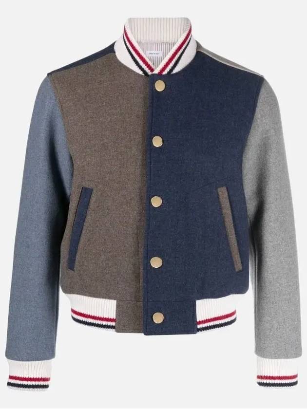 RWB Trim Color Block Button-Up Bomber Jacket - THOM BROWNE - BALAAN 2