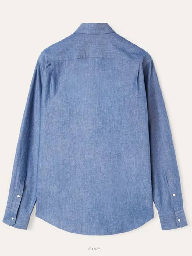 Thomas Pearl Button Denim Long Sleeve Shirt Blue - LORO PIANA - BALAAN 4