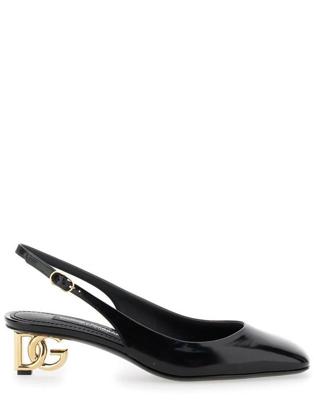 Black Décolleté With Dg Logo On The Heel In Shiny Leather Woman - DOLCE&GABBANA - BALAAN 1