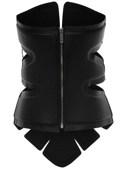 Black Padded Leaf Corset In Calf Leather Woman - DION LEE - BALAAN 2