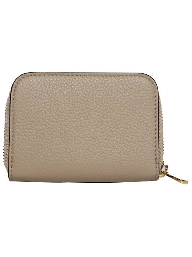 Women's Gancini Logo Zipper Card Wallet Beige - SALVATORE FERRAGAMO - BALAAN 3