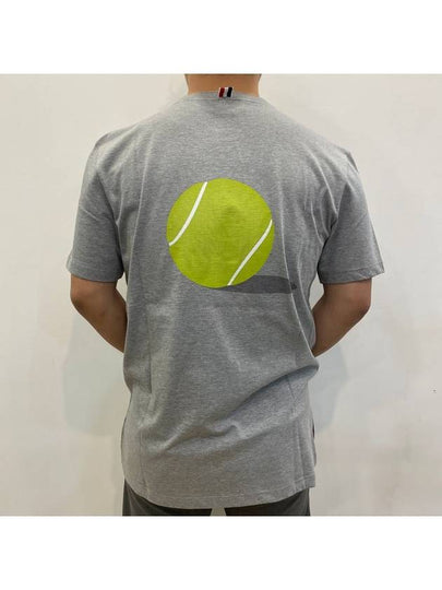 Back Tennis Ball Logo Short Sleeve T-shirt Grey - THOM BROWNE - BALAAN 2