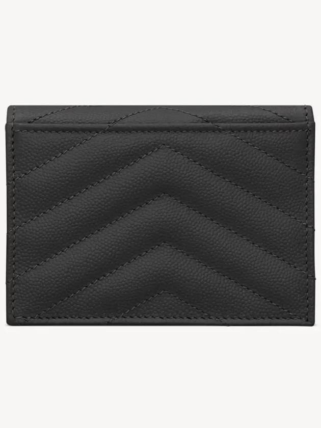 Monogram Caviar Leather Flap Card Wallet Black - SAINT LAURENT - BALAAN 4