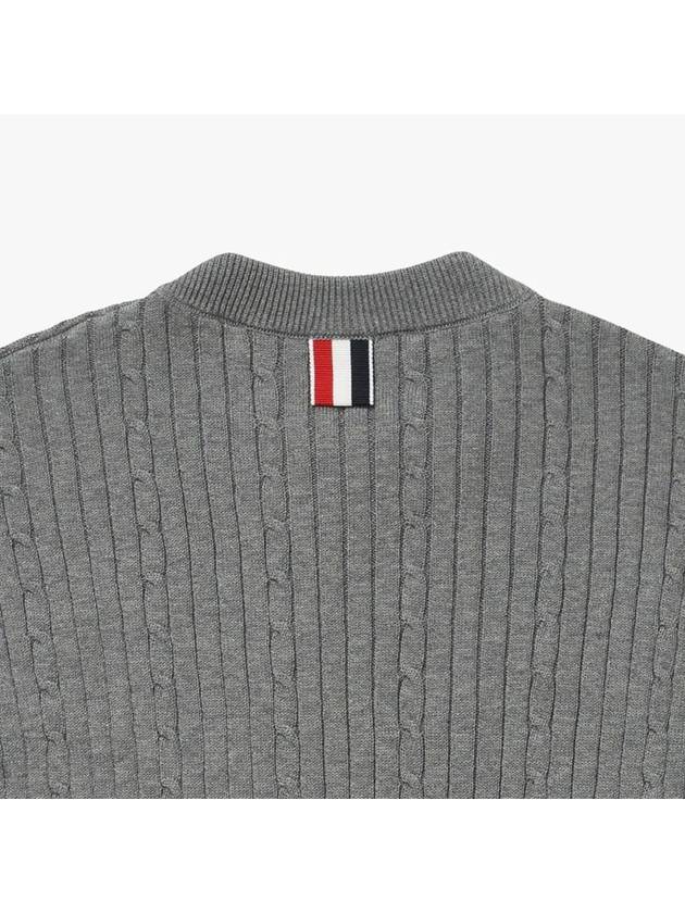 Baby Cable Cotton 4 Bar Crew Neck Knit Top Grey - THOM BROWNE - BALAAN 5