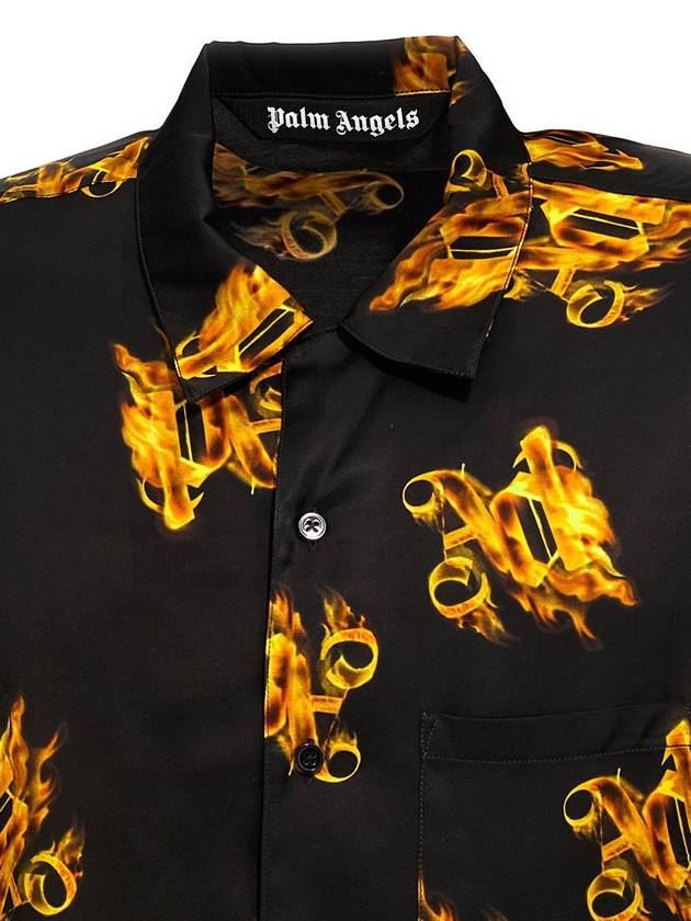 Burning Monogram Short Sleeve Shirt Black - PALM ANGELS - BALAAN 5