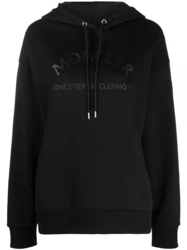 Glitter Logo Print Hooded Top Black - MONCLER - BALAAN 2