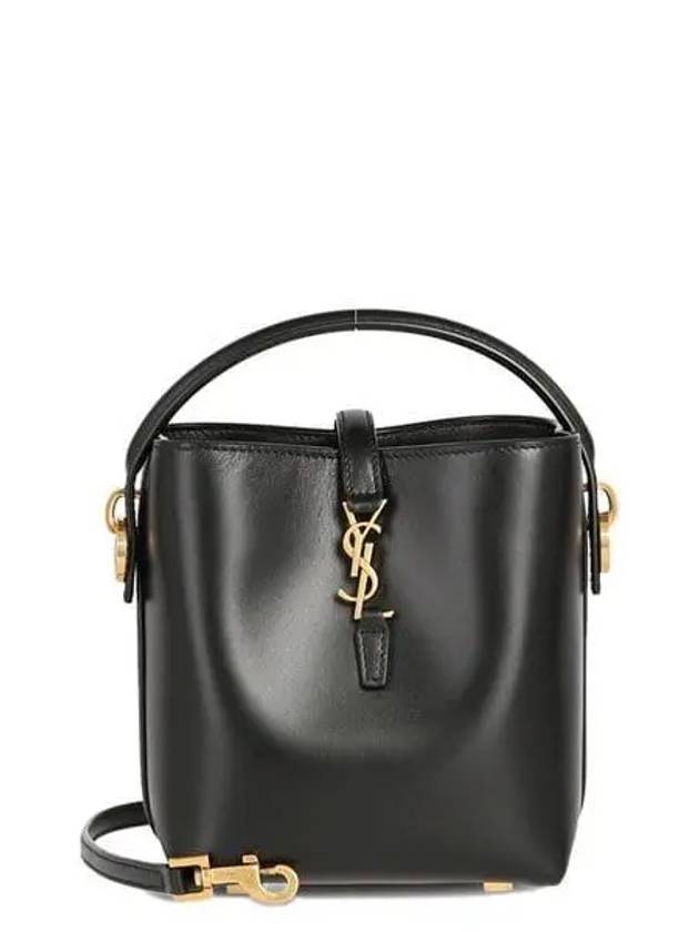 Le 37 Signature Logo Shiny Leather Small Bucket Bag Black - SAINT LAURENT - BALAAN 2