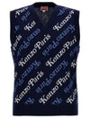 Paris Monogram Print All-Over Cotton Vest Navy - KENZO - BALAAN 2