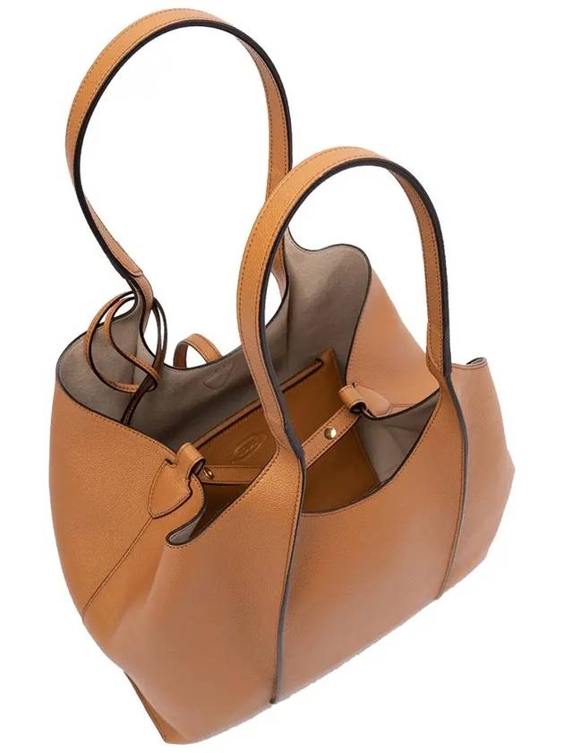 Logo T Timeless Leather Tote Bag Brown - TOD'S - BALAAN 5