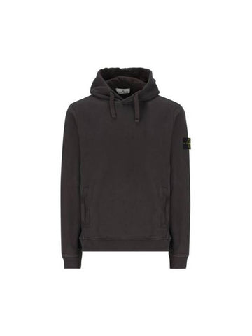 Wappen Patch Brushed Cotton Fleece Hoodie Lead Grey - STONE ISLAND - BALAAN 1