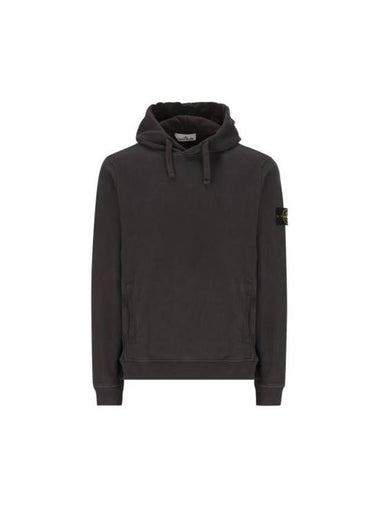 Wappen Patch Brushed Cotton Fleece Hoodie Lead Grey - STONE ISLAND - BALAAN 1